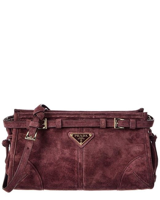 Prada Purple Bonnie Small Suede & Leather Shoulder Bag