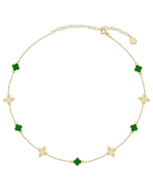 Gabi Rielle Natural 14K Over Cz Fleur Station Necklace