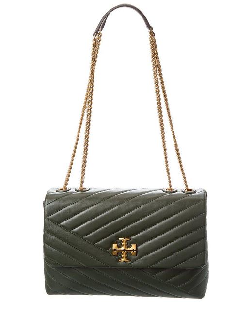Tory Burch Green Kira Chevron Convertible Leather Shoulder Bag