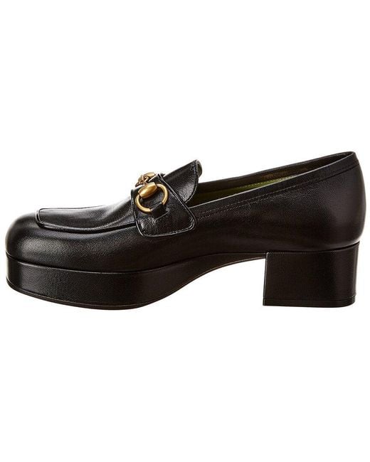 Gucci Black Horsebit Leather Platform Loafer