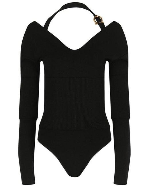 Ferragamo Black V-Neck Bodysuit