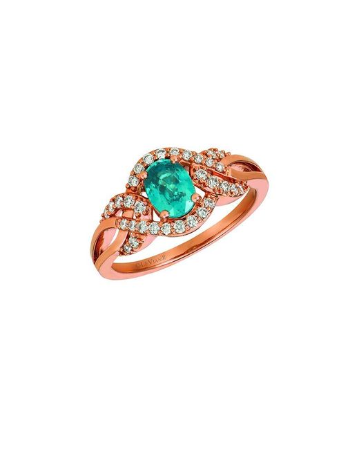 Le Vian White Royalblues 14K Rose 1.14 Ct. Tw. Diamond & Zircon Ring
