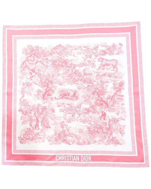Dior Pink Toile De Jouy Silk Scarf