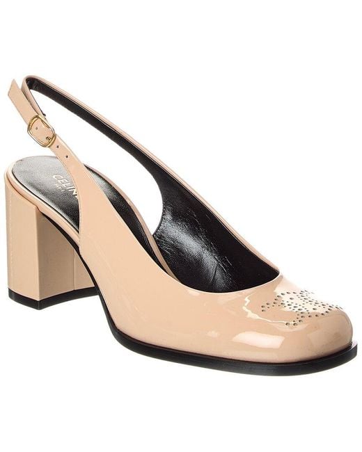 Céline Metallic Lily Triomphe Patent Slingback Pump