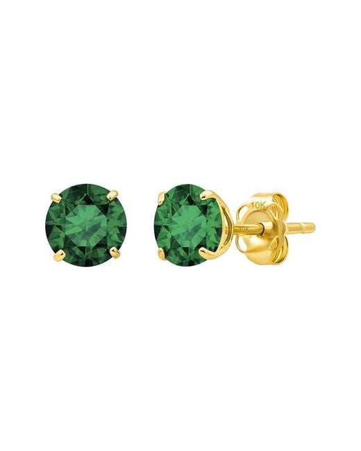 MaxColor Green 14K 1.40 Ct. Tw. Lab-Grown Emerald Stud Earrings