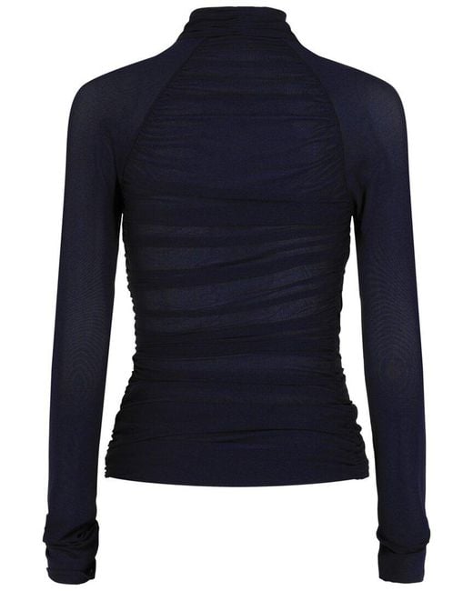 Ferragamo Blue Ruched Top