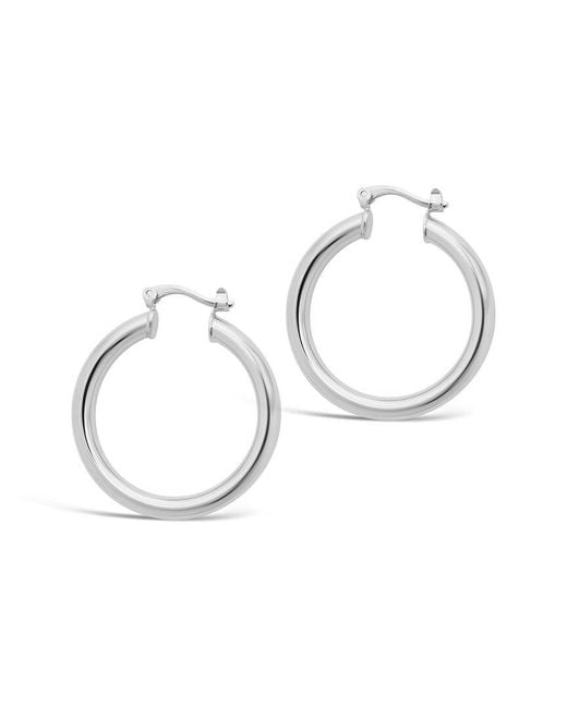 Sterling Forever Multicolor Rhodium Plated Chunky Tube Hoops
