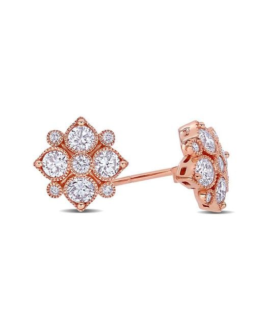 Rina Limor Pink 14K Rose 1.00 Ct. Tw. Diamond Square Earrings