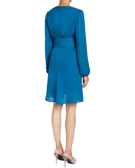 Santorelli Blue Silk A-Line Dress