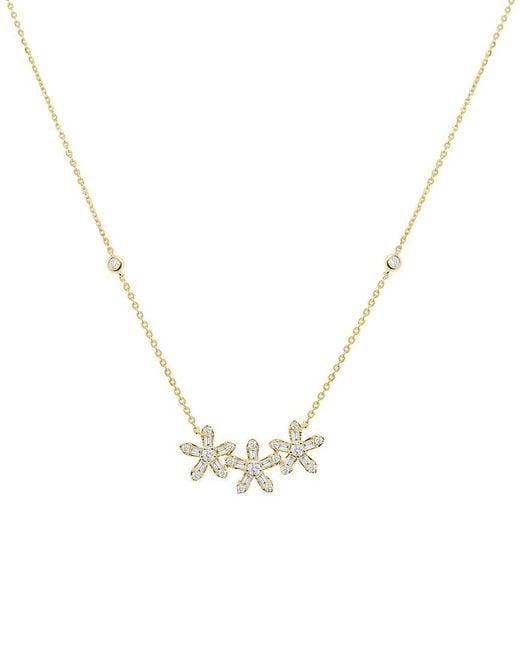 Sabrina Designs Metallic 14K 0.36 Ct. Tw. Diamond Triple Flower Necklace