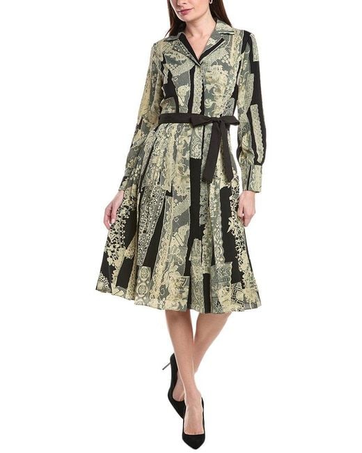 Gracia Green Floral Print Belt Dress