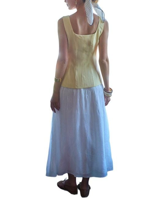 Moon River Blue Square Neck Open Front Vest Twofer Dress