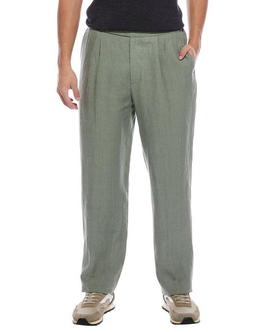Todd Snyder Green Linen Side Tab Trouser for men