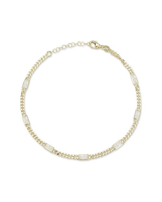 Glaze Jewelry Metallic Silver Cz Curb Ankle Bracelet