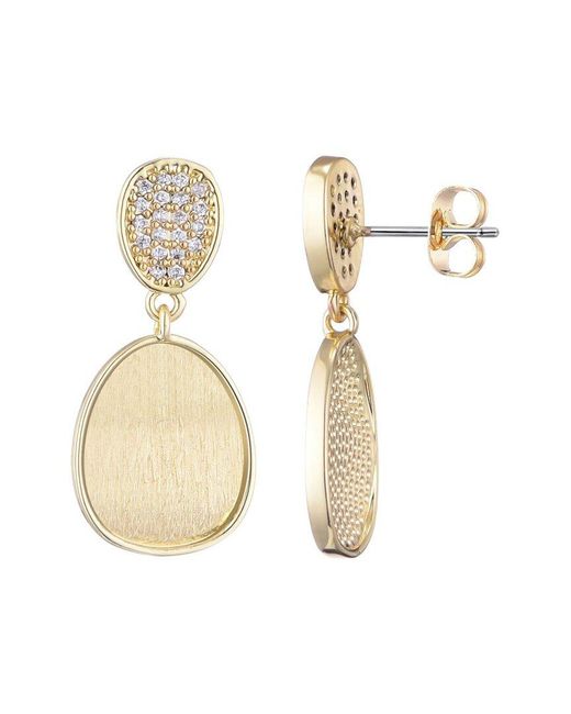 Adornia White 14K Plated Cz Satin Finish Crystal Drop Earrings