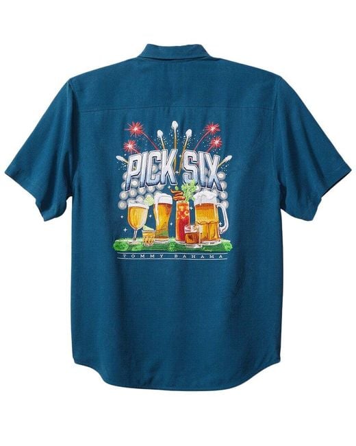 Tommy Bahama Blue Pick Six Silk Camp Shirt for men