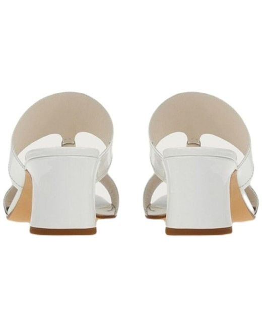 Ferragamo White Salvatore Tot Patent Sandal