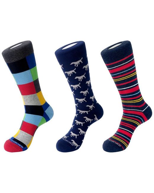 Unsimply Stitched Blue 3-Pack Crew Socks for men