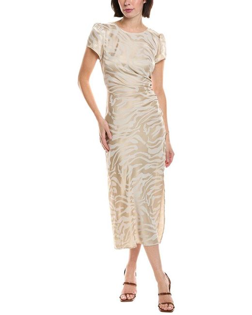 Vince Camuto Natural Jacquard Satin Midi Dress