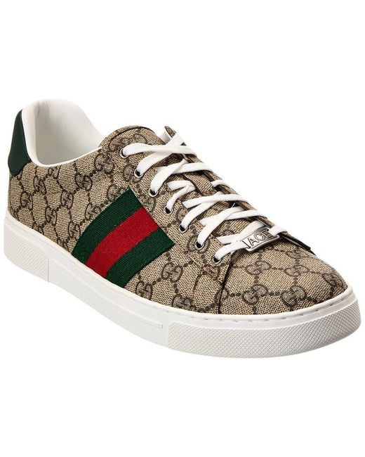 Gucci Green Ace Web GG Supreme Canvas & Leather Sneaker for men
