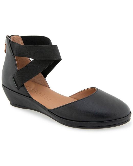 Gentle Souls Black Noa Pu Wedge