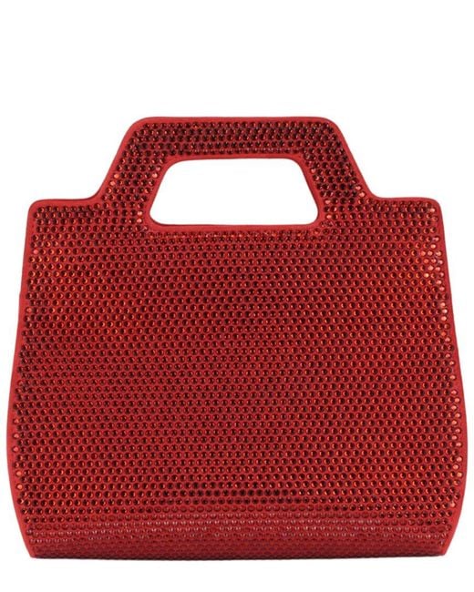 Ferragamo Red Wanda Mini Stain & Strass Leather Top Handle Bag