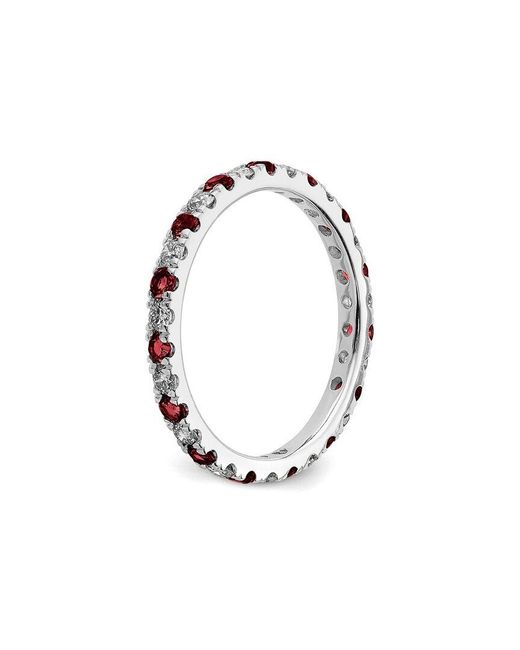Lab Grown Gemstones White 14K 1.15 Ct. Tw. Lab-Grown Diamond & Lab-Grown Ruby Eternity Ring