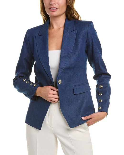 Tahari Blue Denim Suit Jacket