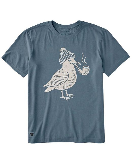 Life Is Good. Blue Crusher T-Shirt for men