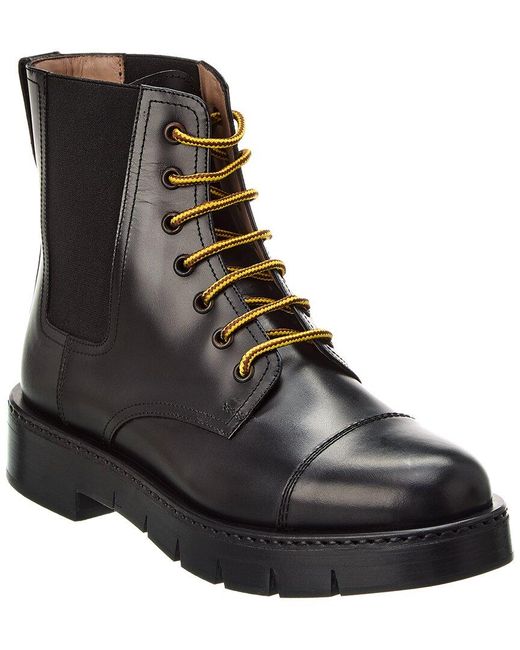 Ferragamo Black Tolk Leather Combat Boot