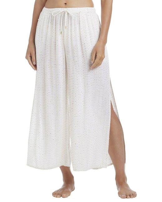 Bleu Rod Beattie White Golden Hour Sequin Coverup Pant