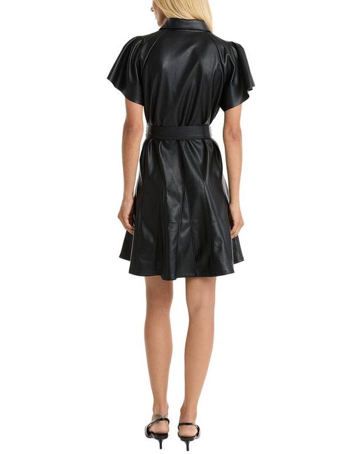 The Noli Shop Black Devin Leather Ruffle Dress