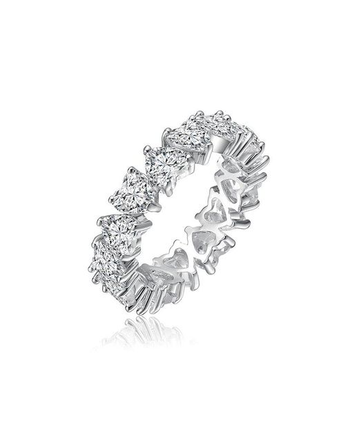 Rachel Glauber White Rhodium Plated Cz Eternity Ring