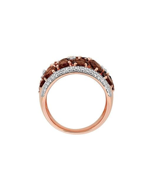 Rina Limor Brown Rose-Plated 5.62 Ct. Tw. Diamond & Smoky Quartz Ring