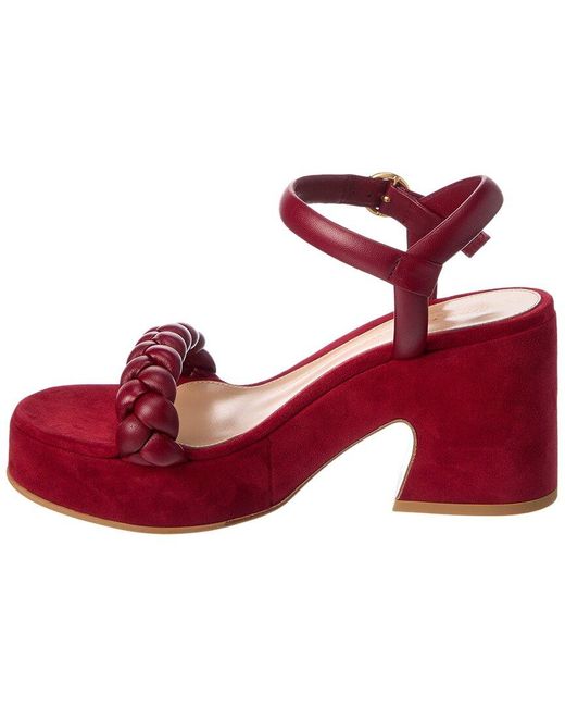 Gianvito Rossi Red 55 Leather & Suede Platform Sandal