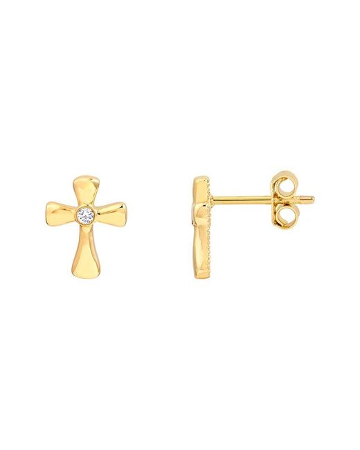 HAWLEY ST Metallic 14K 0.03 Ct. Tw. Diamond Religious Earrings