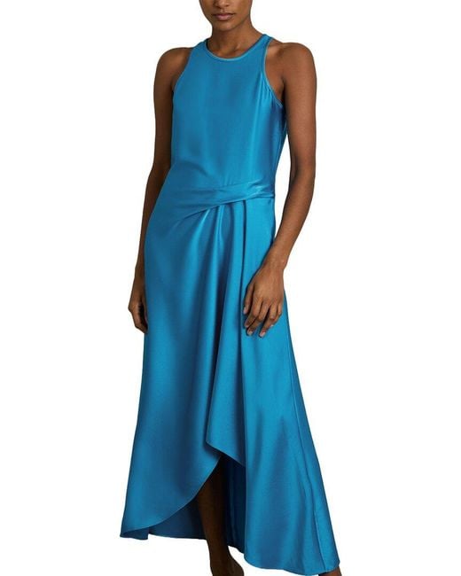 Reiss Blue Micah Drape Occasion Dress