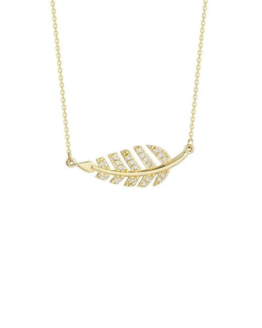 Ember Fine Jewelry Metallic 14k 0.13 Ct. Tw. Diamond Leaf Necklace