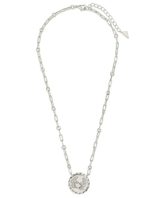Sterling Forever White Rhodium Plated Cz Bold Link Cancer Zodiac Necklace