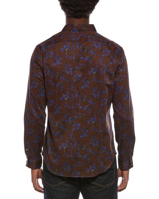 John Varvatos Brown Slim Fit Printed Shirt for men