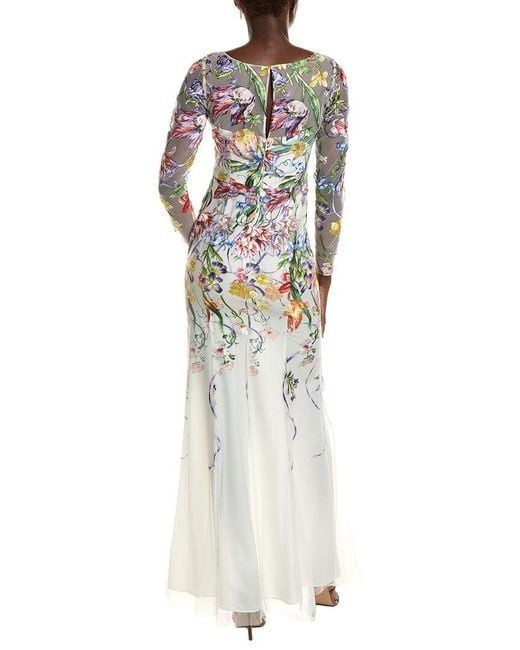 Marchesa White Ribbons Gown