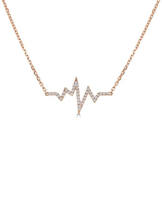 Sabrina Designs Metallic 14k Rose Gold 0.12 Ct. Tw. Diamond Heartbeat Necklace