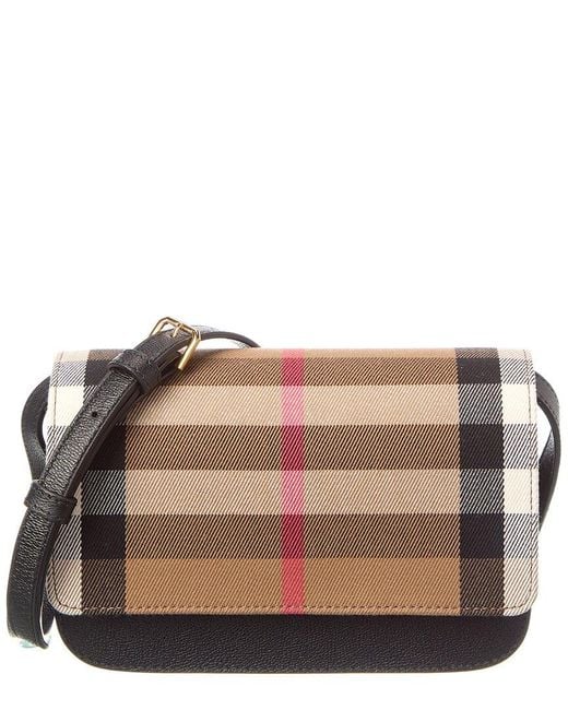 Burberry Brown Check Canvas & Leather Shoulder Bag