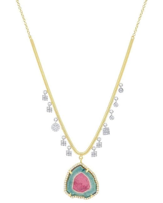 Meira T Metallic 14K 11.39 Ct. Tw. Diamond & Tourmaline Chunky Necklace