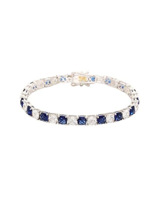 Suzy Levian White Silver 0.02 Ct. Tw. Diamond & Gemstone Bracelet