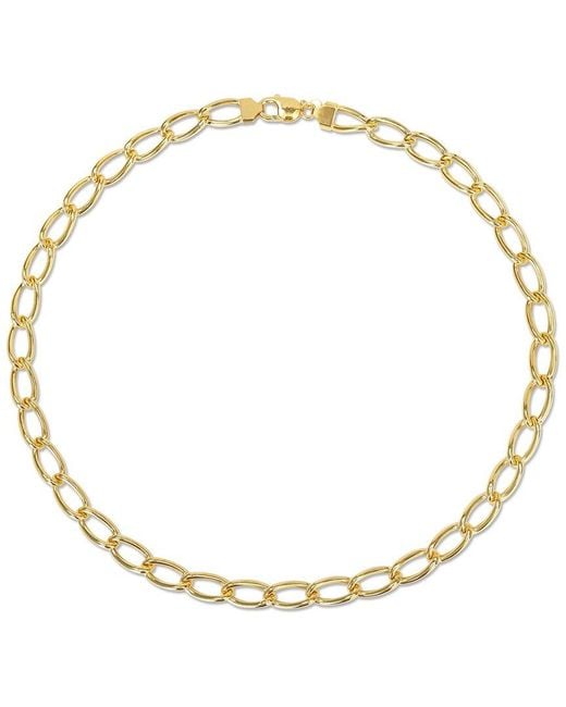 Italian Silver Metallic 18K Over Hollow Link Chain Necklace