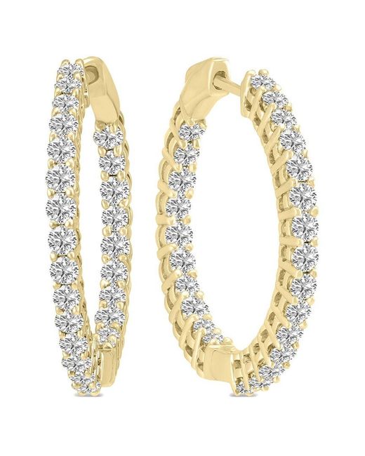 Lab Grown Diamonds Women's Metallic 14k 7.00 Ct. Tw. Lab Grown Diamond Hoops