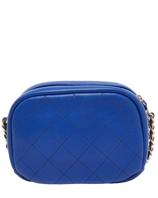 Chanel Blue Quilted Leather Small Casual Trip Camera Crossbody (Authentic Pre-Owned)