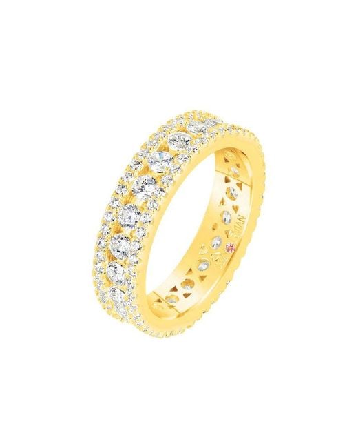 Suzy Levian White Silver Cz Eternity Ring