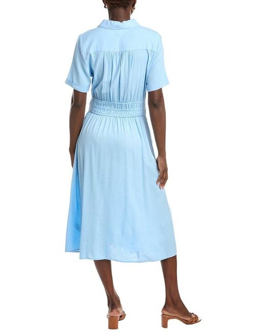 Nanette Lepore Blue Linen-Blend Midi Dress